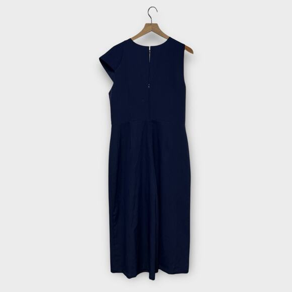 Harlyn Navy Blue Tie Cropped Wide Leg Extended Shoulder Jumpsuit Size XXL - Picture 3 of 6